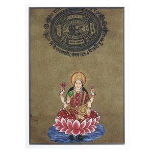 Lakshmi Ma Greeting Card Maha Laxmi India Deva Goddess of Wealth Prosperity Gift